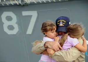 Hugging Their Dad Goodbye